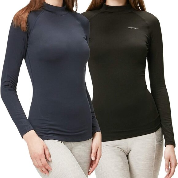 Warm & Stylish 2 Pack Long Sleeve Turtle Neck Tops - Perfect for Activities